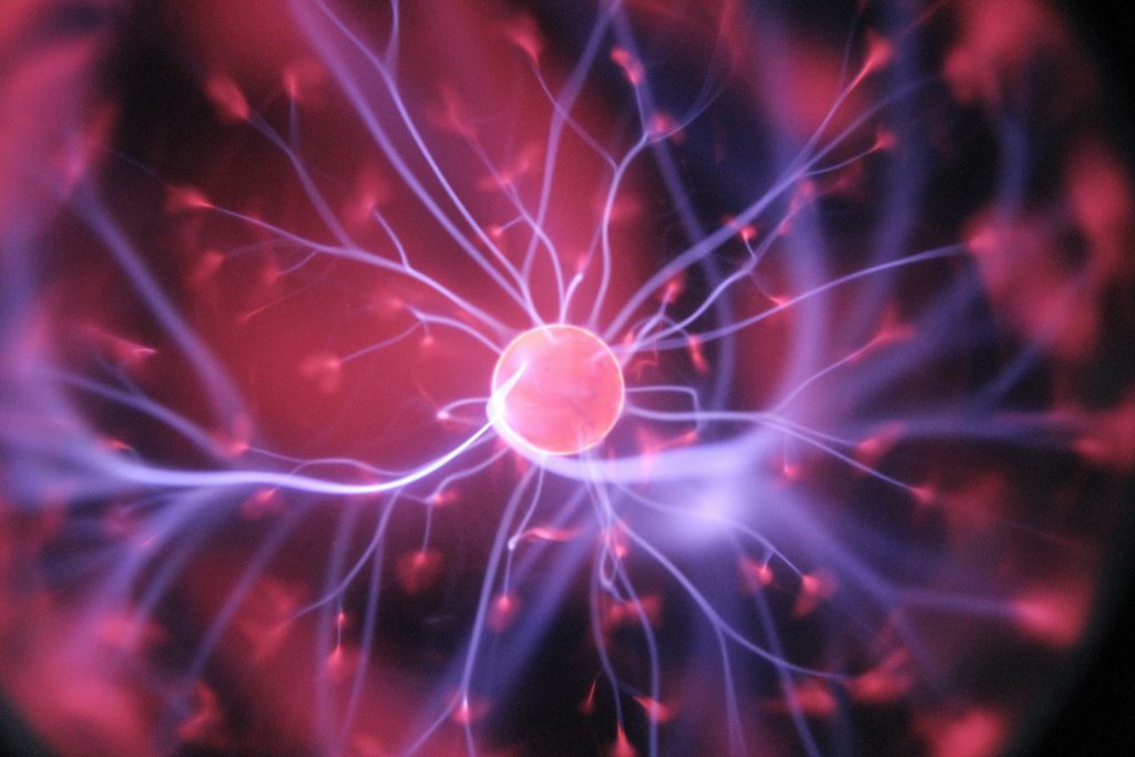 Ilustração de uma bola de plasma microscópica.