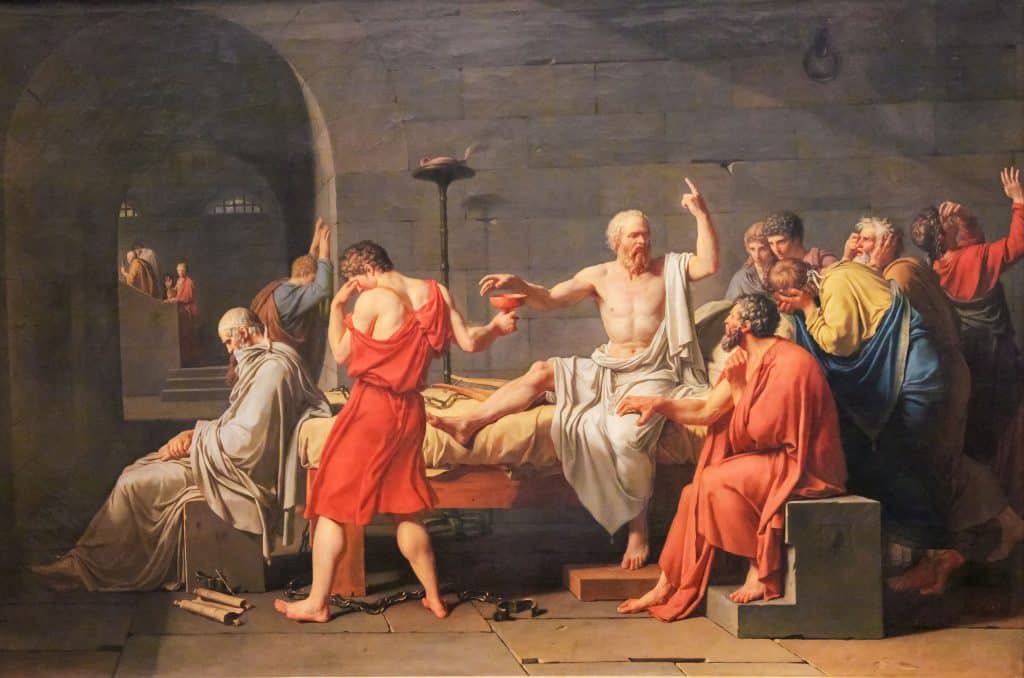 Imagem de Sócrates filosofando.