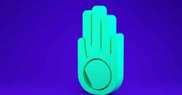 Mão verde representando o Ahimsa.