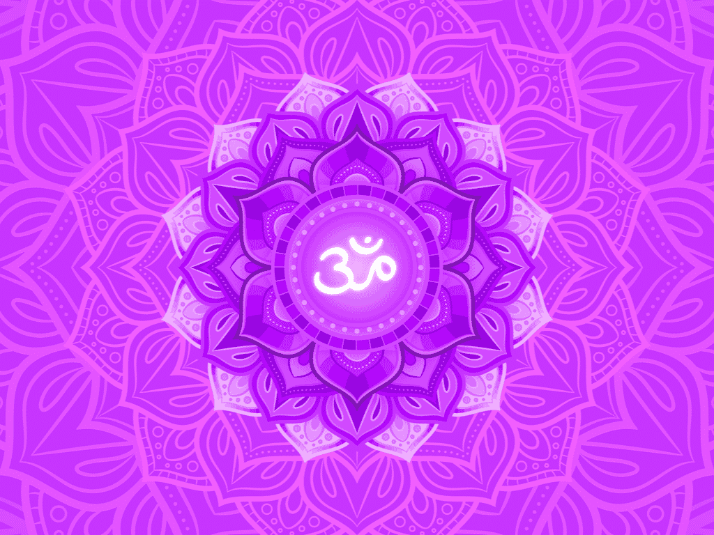 Ilustração do símbolo do Sahasrara chakra. É uma mandala roxa.