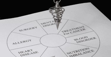 Pêndulo em papel de mesa radiônica visto de cima
