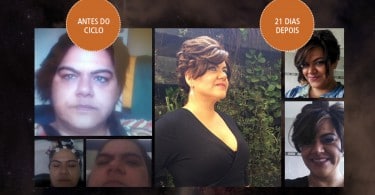 Montagem de fotos da autora antes e depois do processo