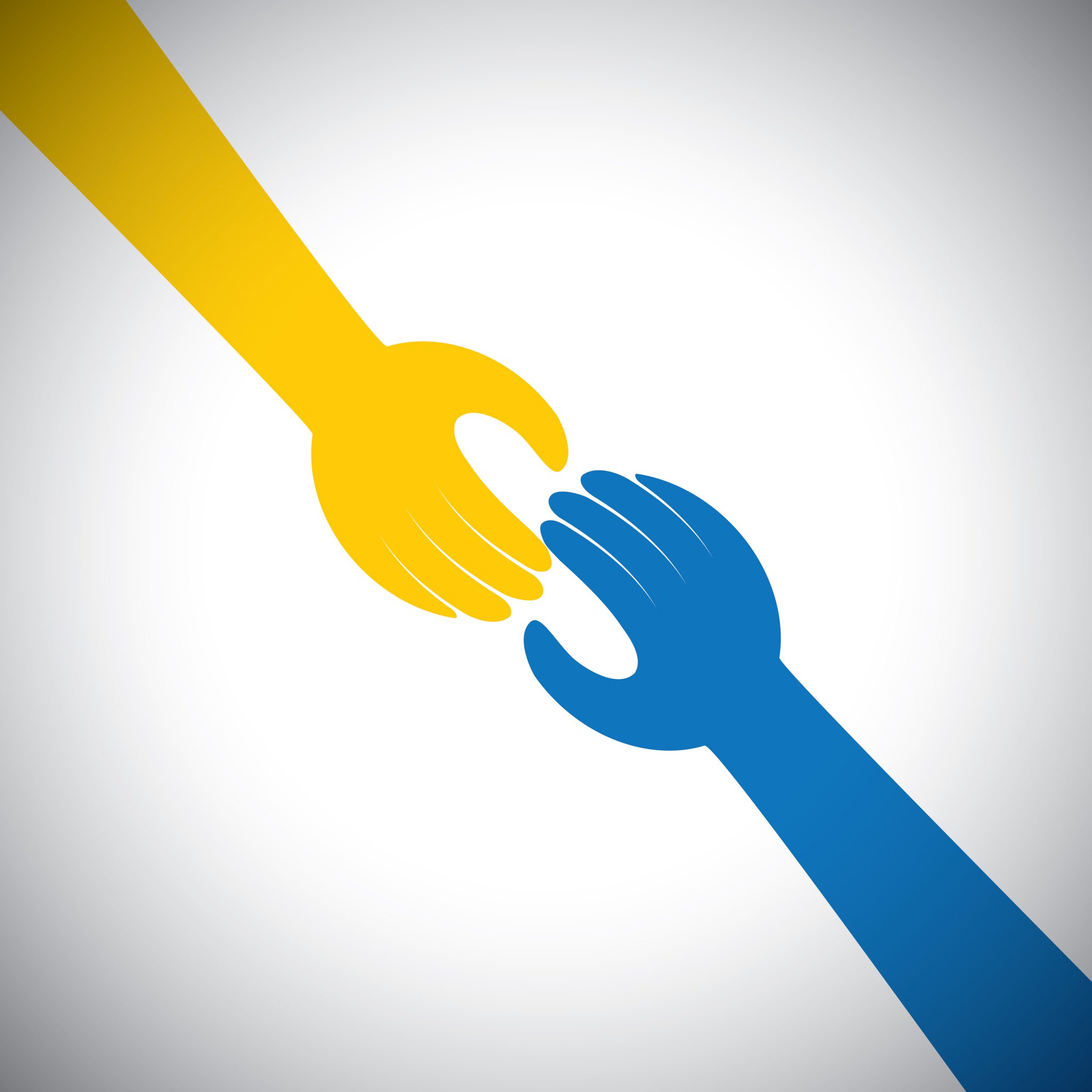 ícone de duas mãos tocando - conceito de receber, dar. Isso também representa conceitos como apoio, ajuda, empatia, bondade, parceria, amizade, cooperação, compromisso, compaixão