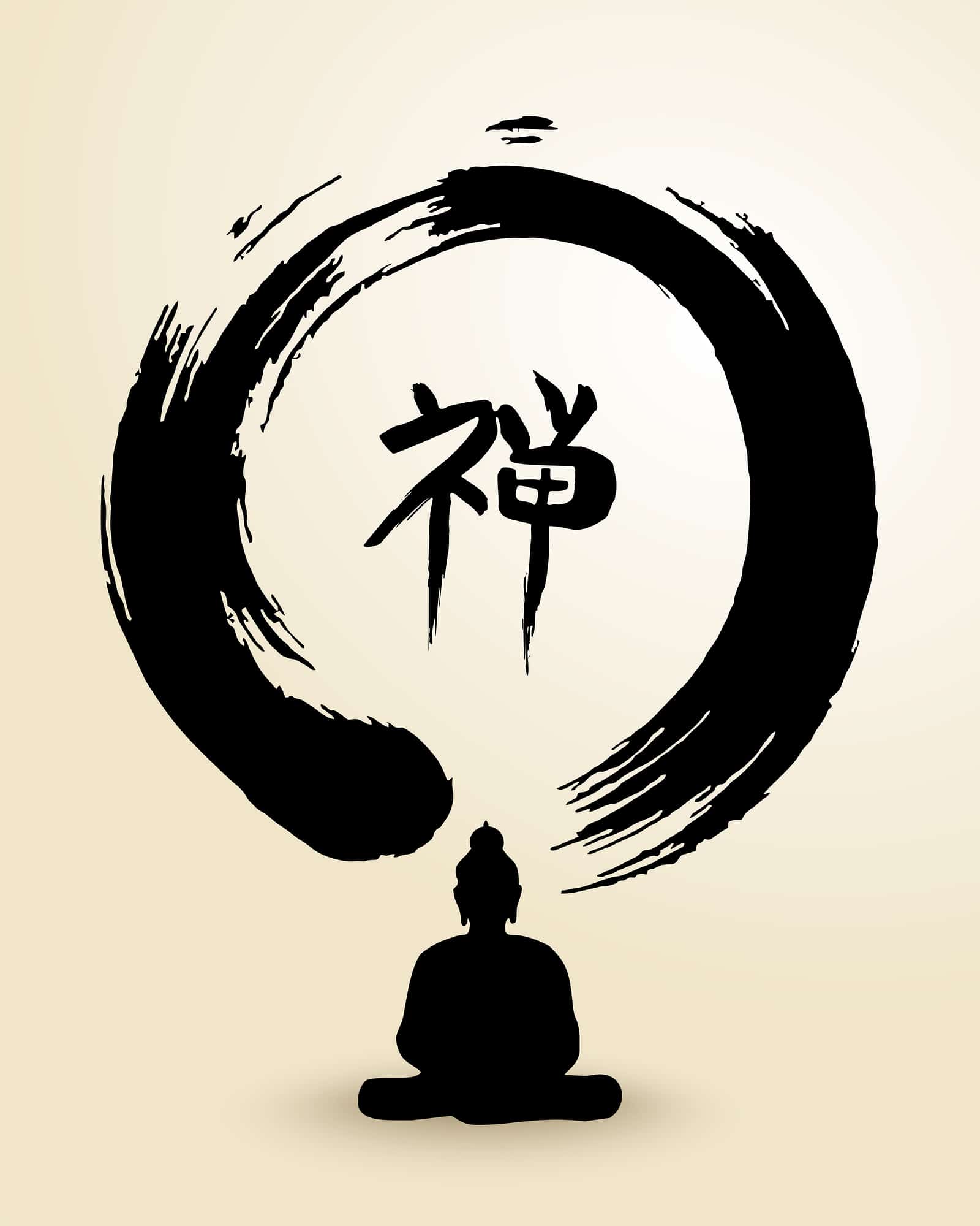 Zen Circle And Buddha Illustration