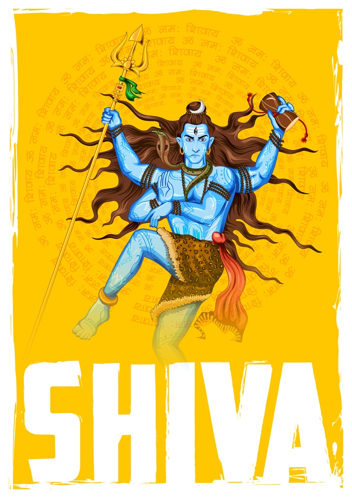 illustration of Lord Shiva, Indian God of Hindu with mantra Om N