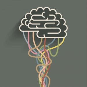 The brain is connected to the network. Concept of artificial intelligence