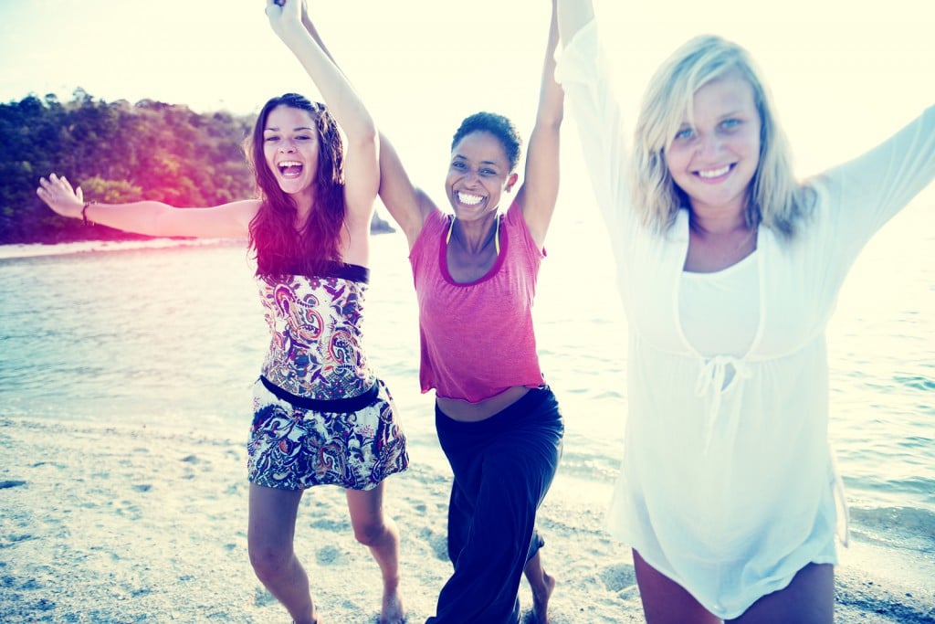 Women Fun Beach Girls Power Celebration Concept