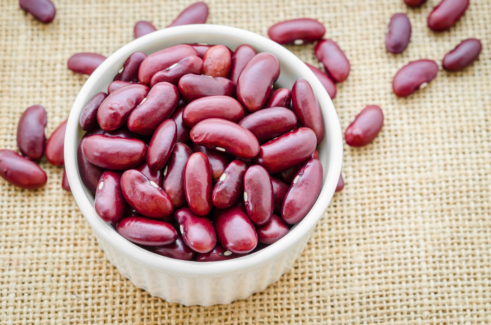 close up of a bowl of red beans.