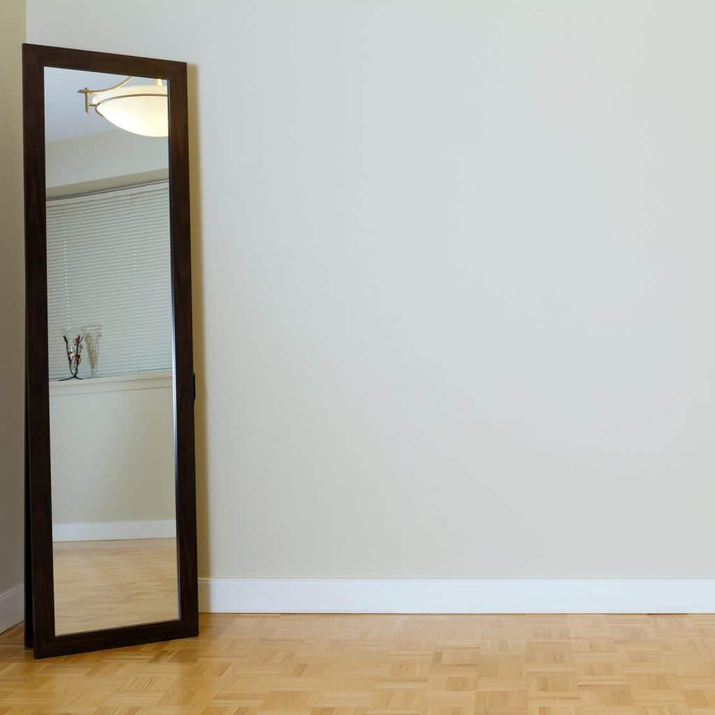 Empty Living Room with mirror in a new apartment