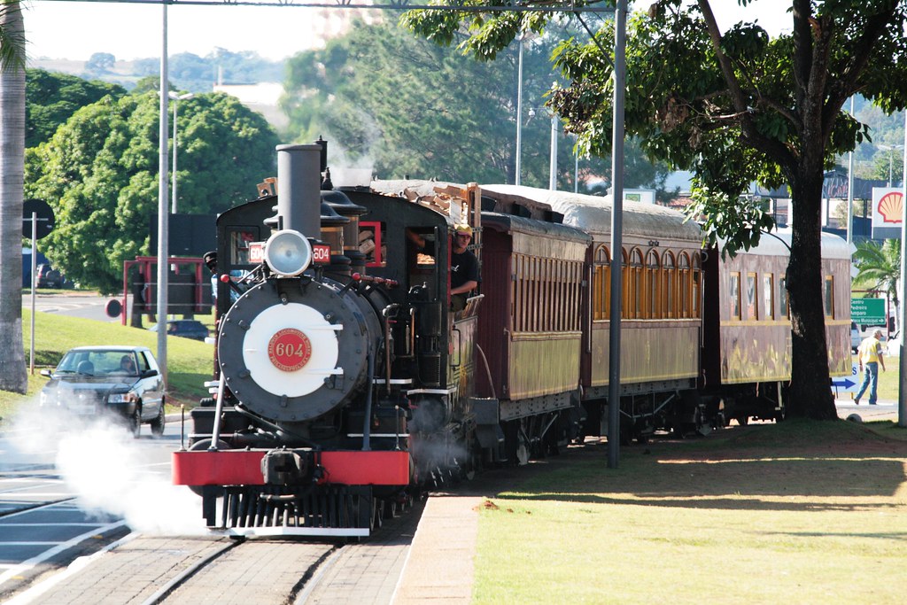 Trem a vapor na cidade de Jaguariúna