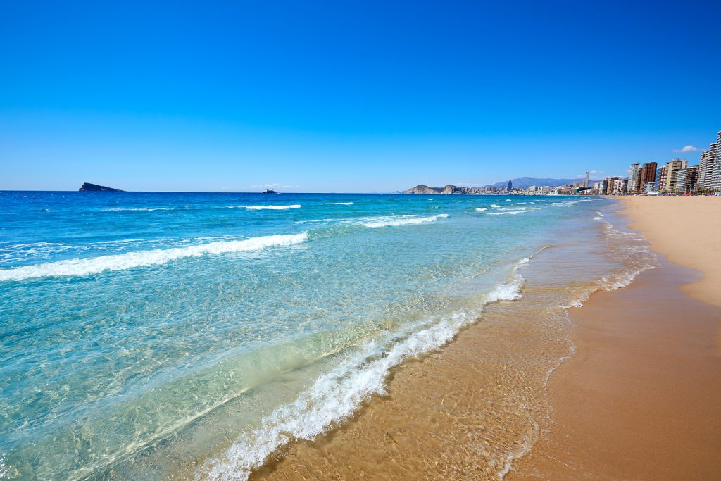 Benidorm Levante beach in Alicante Mediterranean of Spain