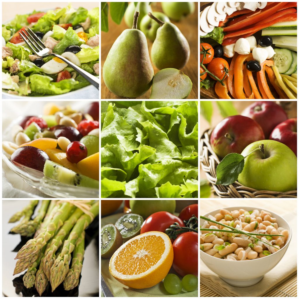 healthy vegetables and fruit food - collage