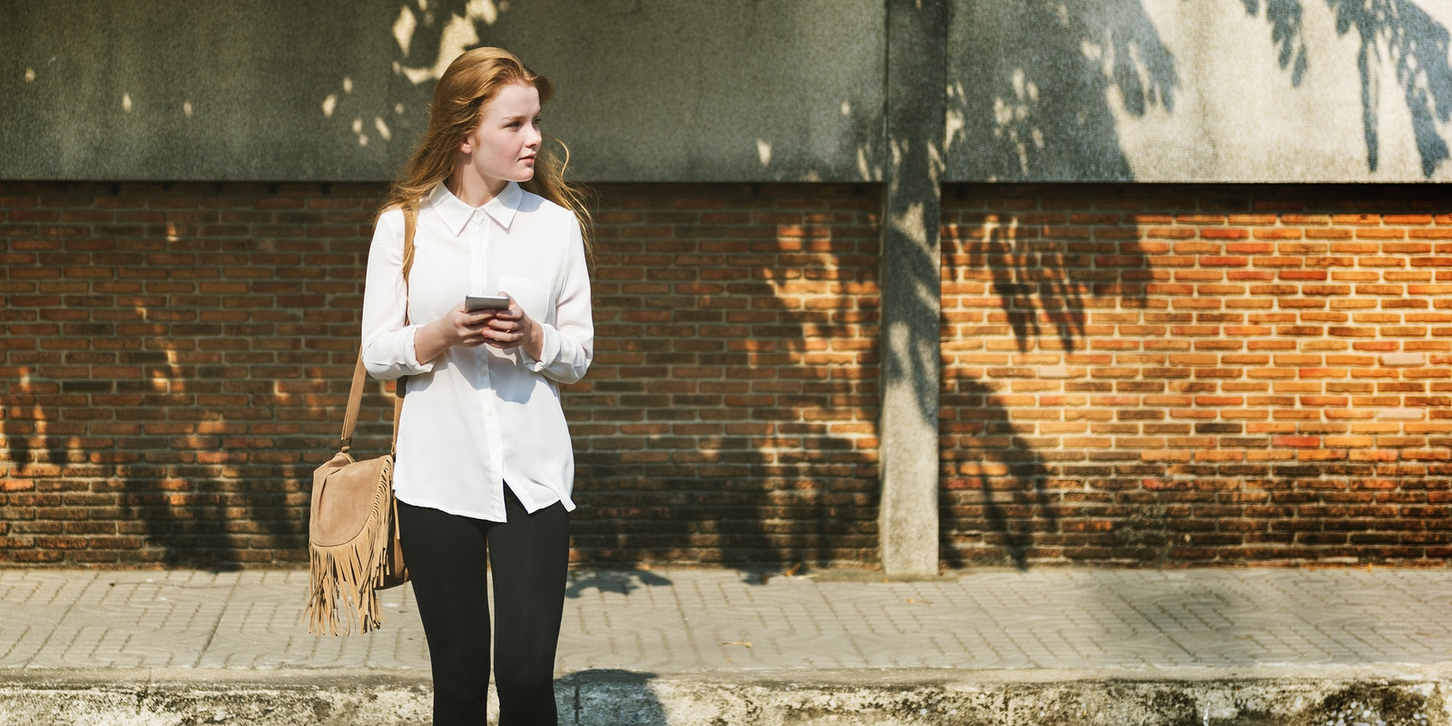 Girl Browsing Phone Connection Concept