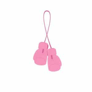 Luvas de boxe cor de rosa.