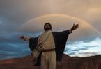 Eu conheci jesus: imagem de jesus com os braços abertos no deserto.
