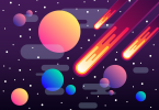 Ilustração de universo com meteoros
