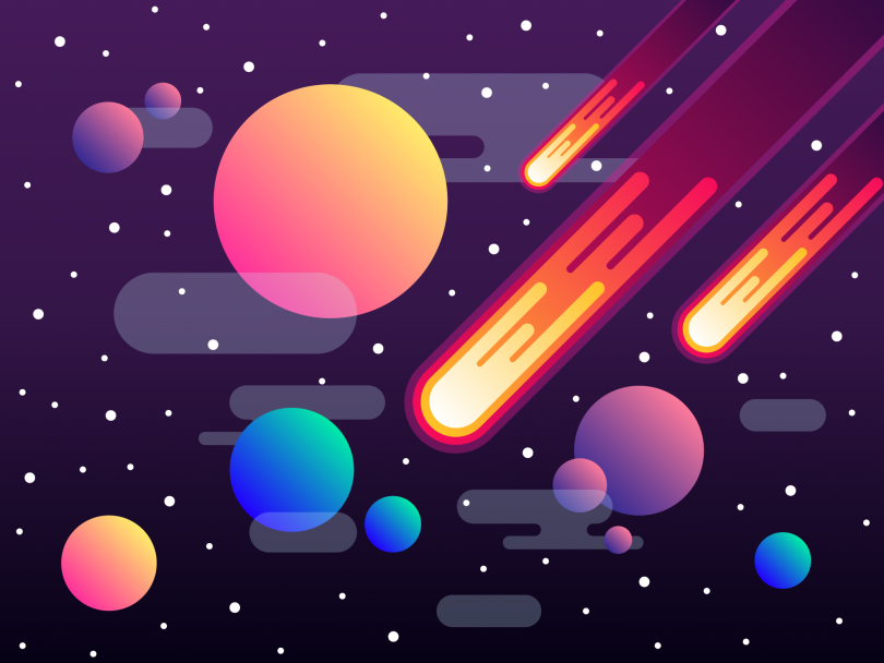 Ilustração de universo com meteoros