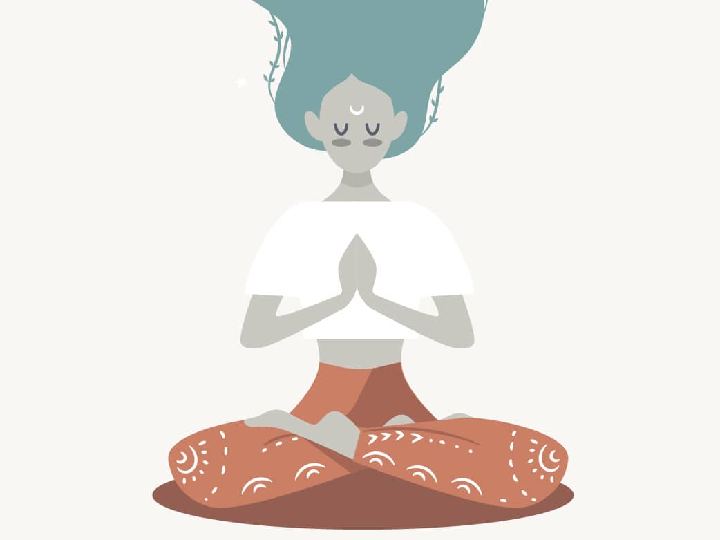 Ilustração mulher meditando