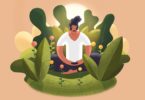 Ilustração de homem meditando