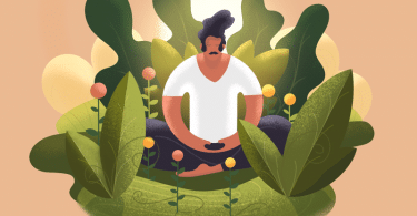 Ilustração de homem meditando