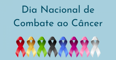 Ilustração com as faixas de combate ao Câncer escrito Dia Nacional de Combate ao Câncer