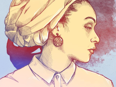 Ilustração de mulher triste olhando para o lado.