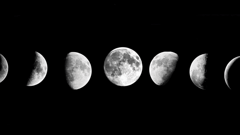 Fases da lua em céu escuro