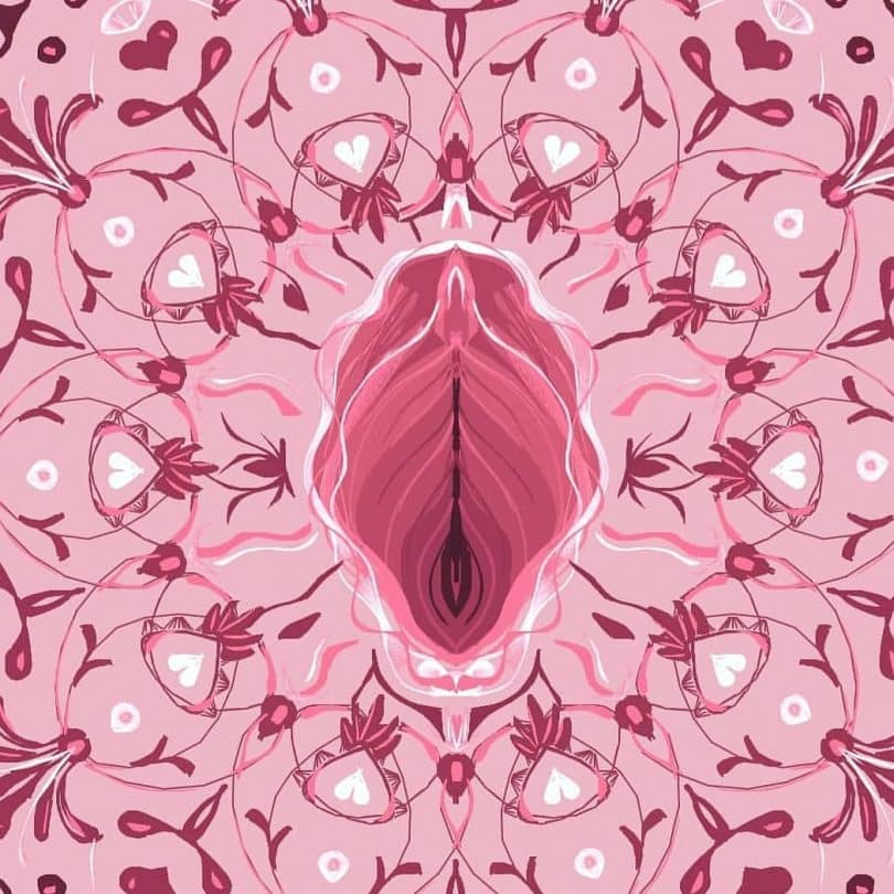 Ilustração de boceta com floral em volta