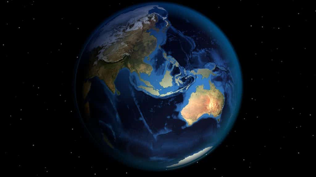 Imagem do planeta terra todo iluminado.