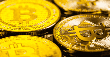 Moedas douradas de bitcoin