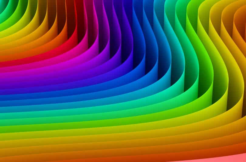 Tiras em formato de onda com cores do arco-íris