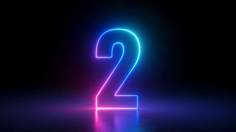 Número 2 em neon.