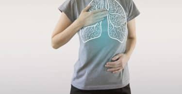 Imagem representativa de pulmões em um corpo feminino.