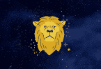 Céu estrelado com símbolo do signo de leão