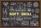 Mão ilustrações desenhadas sobre Soft Skill no quadro-negro. Ilustração vetorial