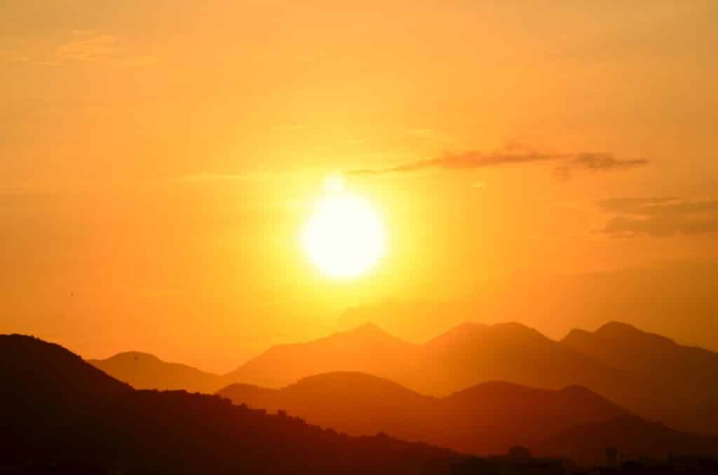 Pôr do sol no Rio de Janeiro.