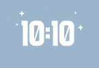 Número 10:10 escrito em branco em um fundo azul.