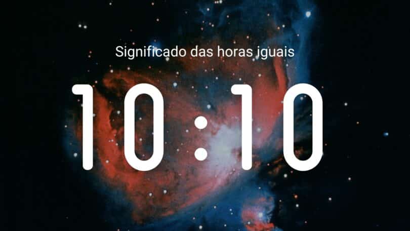 Horas iguais 10:10 em fundo de galáxia colorida.