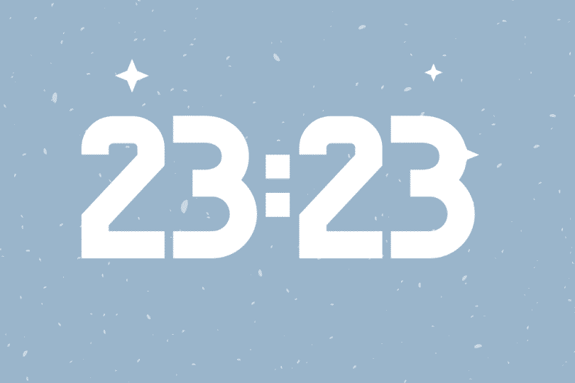 Números 23:23 escritos em um fundo azul-claro.