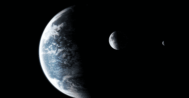 Imagem da Terra e da Lua.