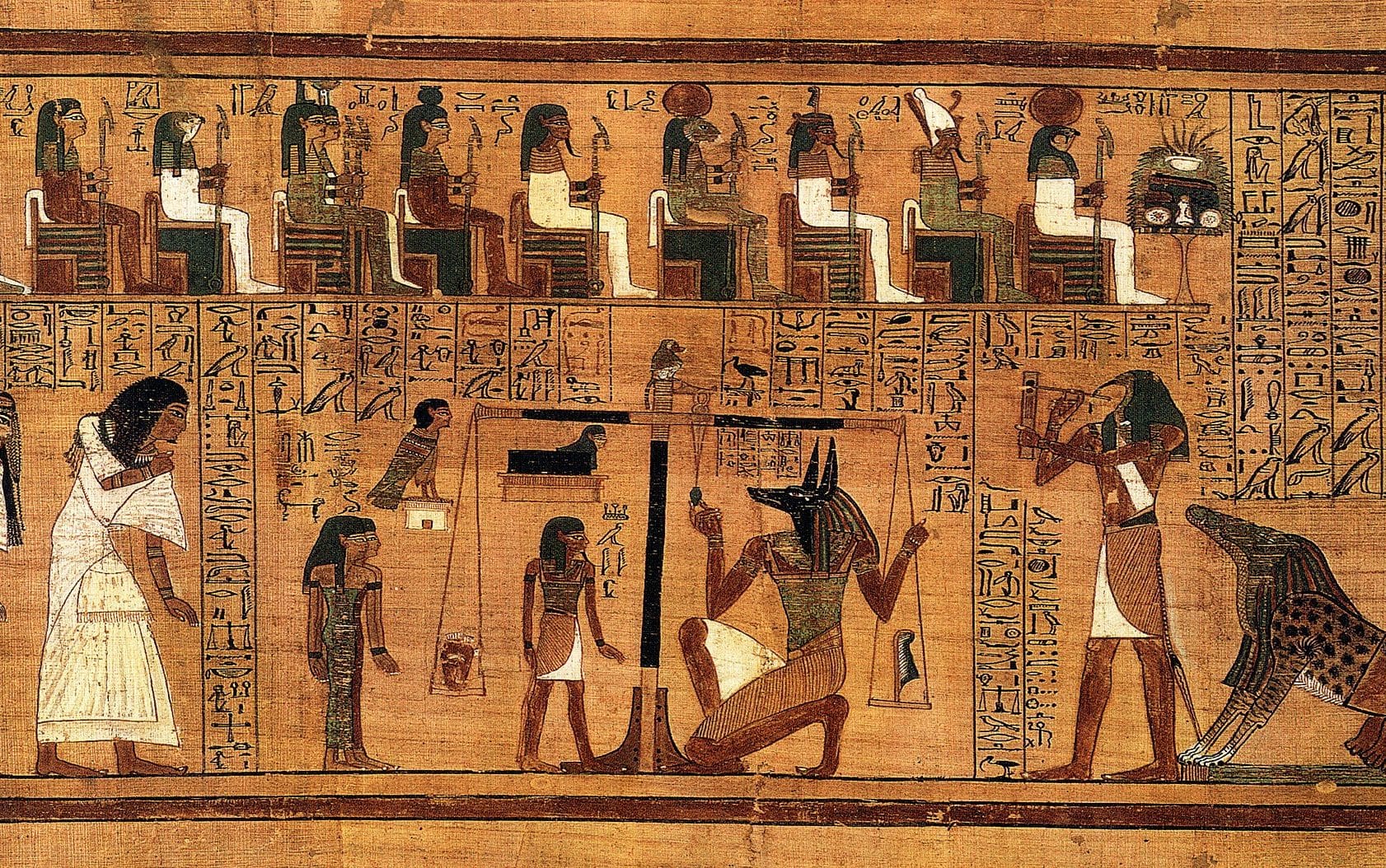 Uma arte que representa a pesagem das almas egípcias.