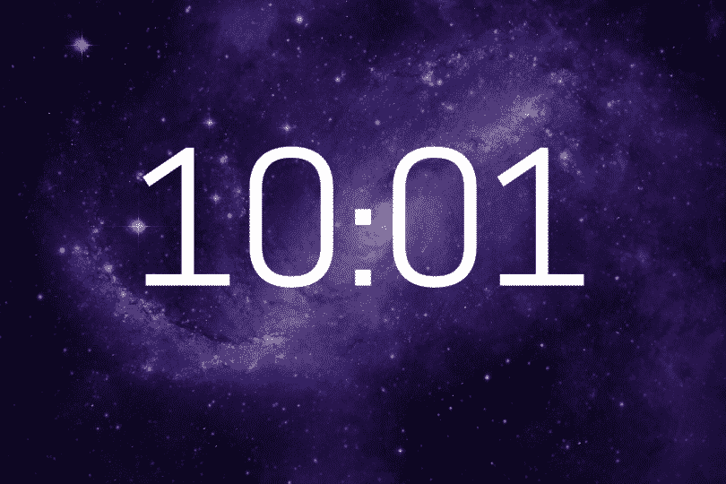 Números que apresentam as horas 10:01.
