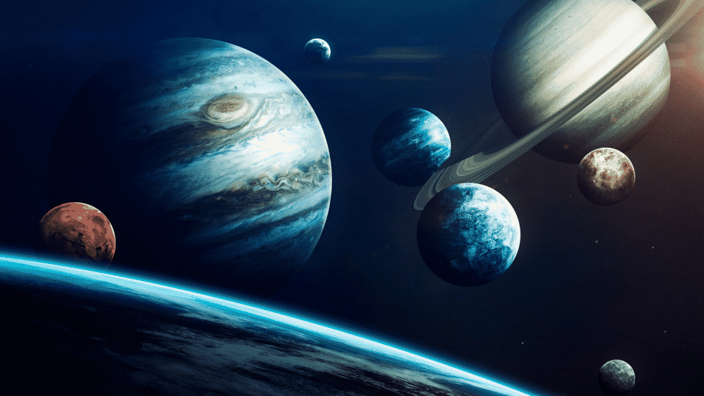 Ilustração dos planetas que fazem parte do sistema solar