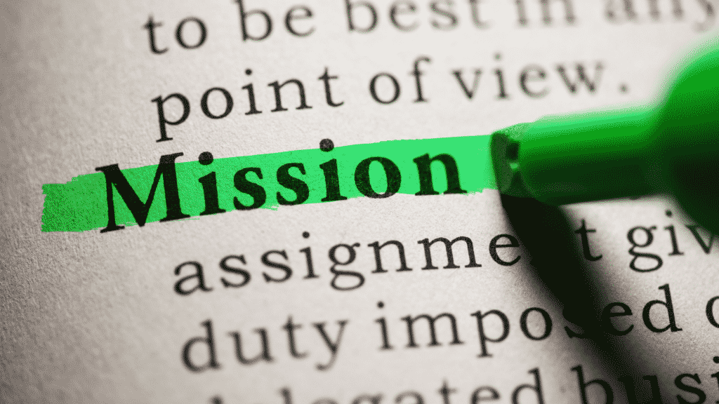 A palavra "mission" marcada por um marca texto.