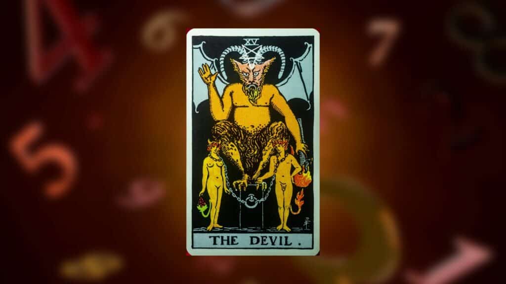 Carta O Diabo no tarot representando a energia do número 15.