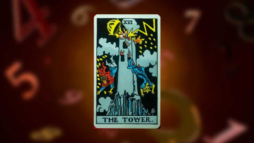 Carta A Torre no tarot representando o número 16.