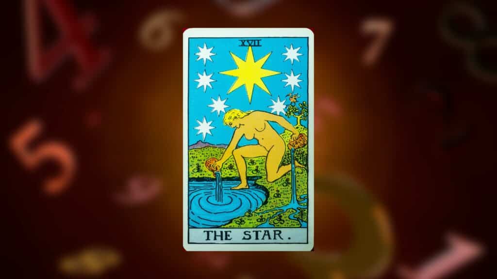 Carta A Estrela no tarot representando o número 17.