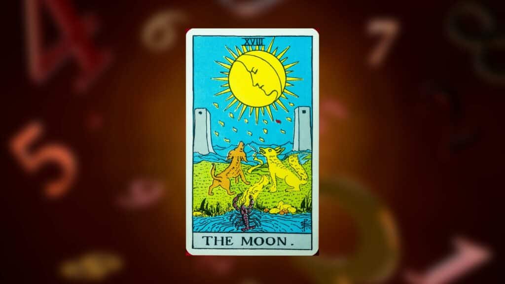 Carta da Lua no tarot representando o número 18