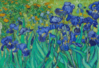Uma repintura de 'Os Lírios' de Van Gogh.