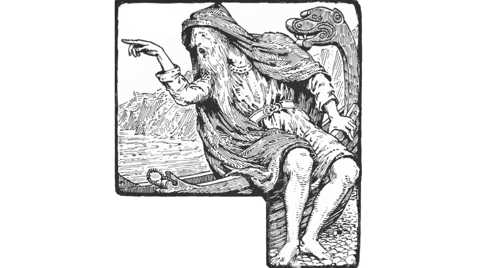 Uma representação ilustrativa do barqueiro Harbard.